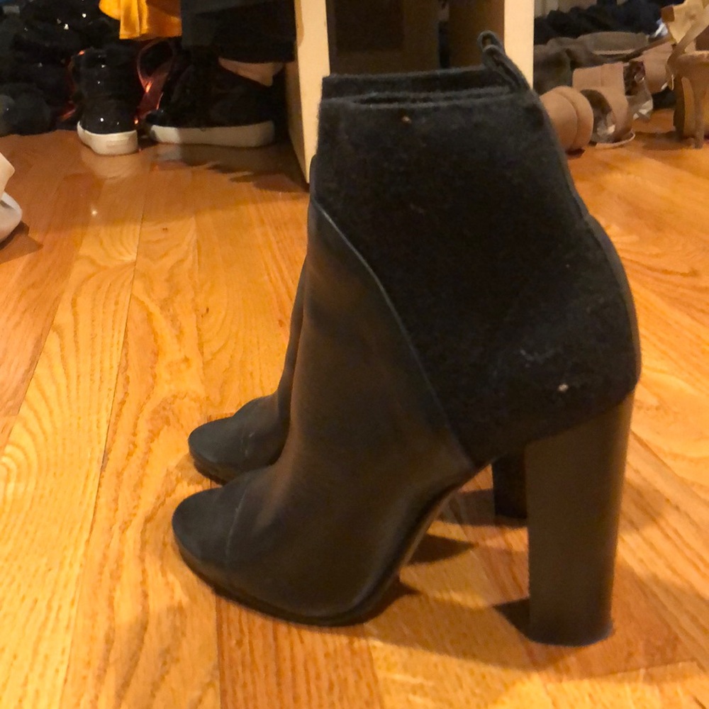 Black Vince Leather peep toe booties